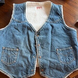 Levi's VINTAGE AND RARE - 70–80 Classic Blue Denim Vest with Sherpa Lining XL